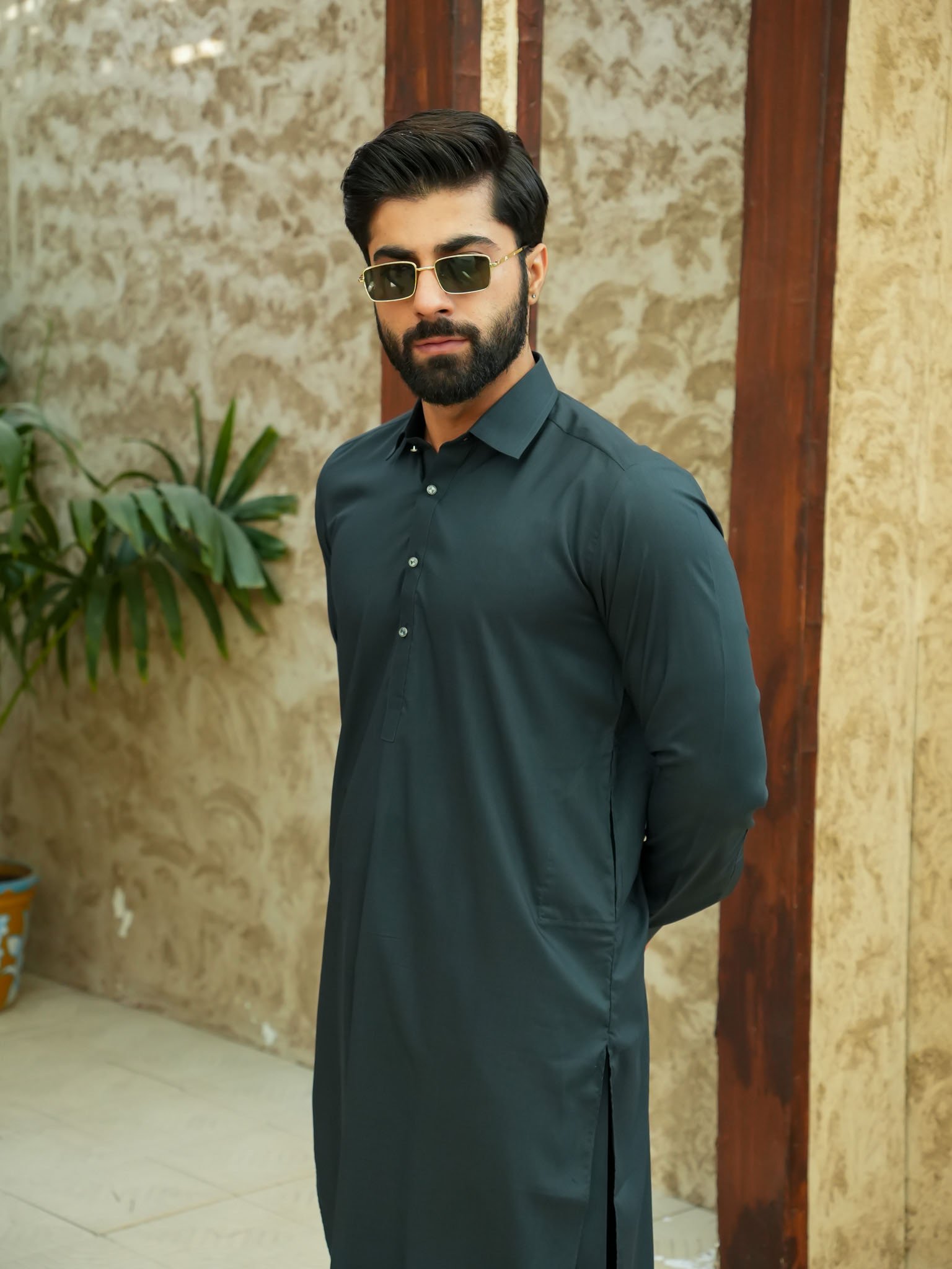 EW-95 - Dark Forest Green Kameez Shalwar - Image 2