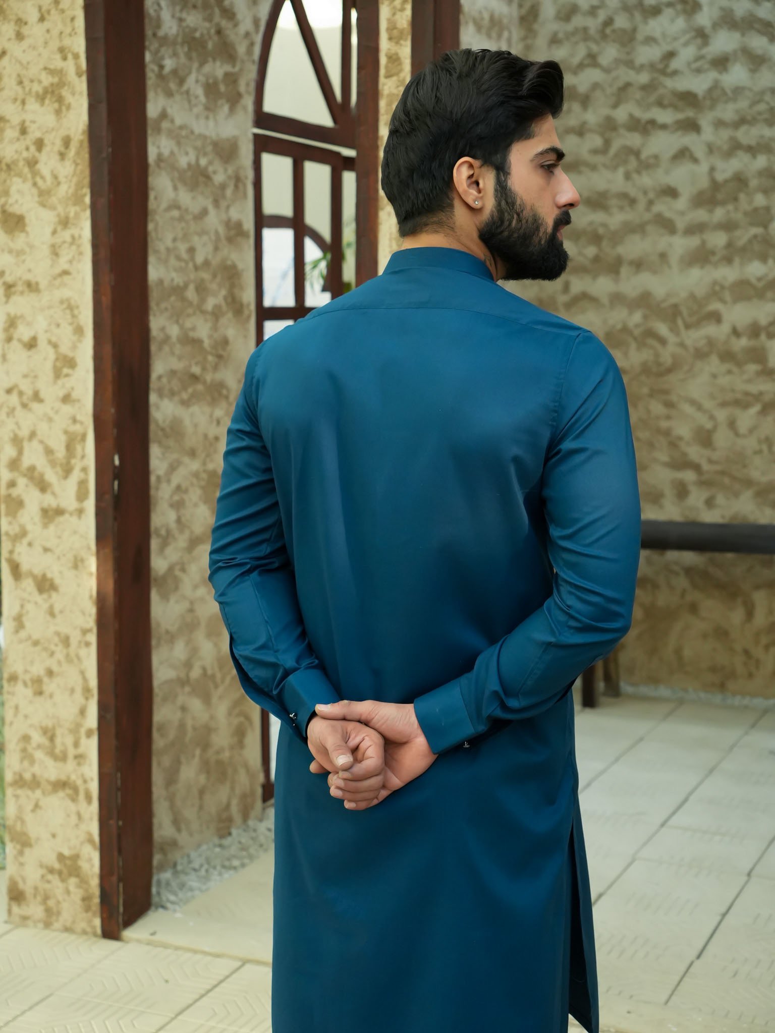 EW-92 - Teal Blue Kameez Shalwar - Image 4