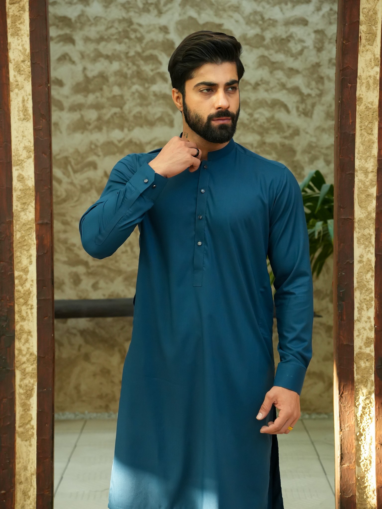 EW-92 - Teal Blue Kameez Shalwar - Image 2