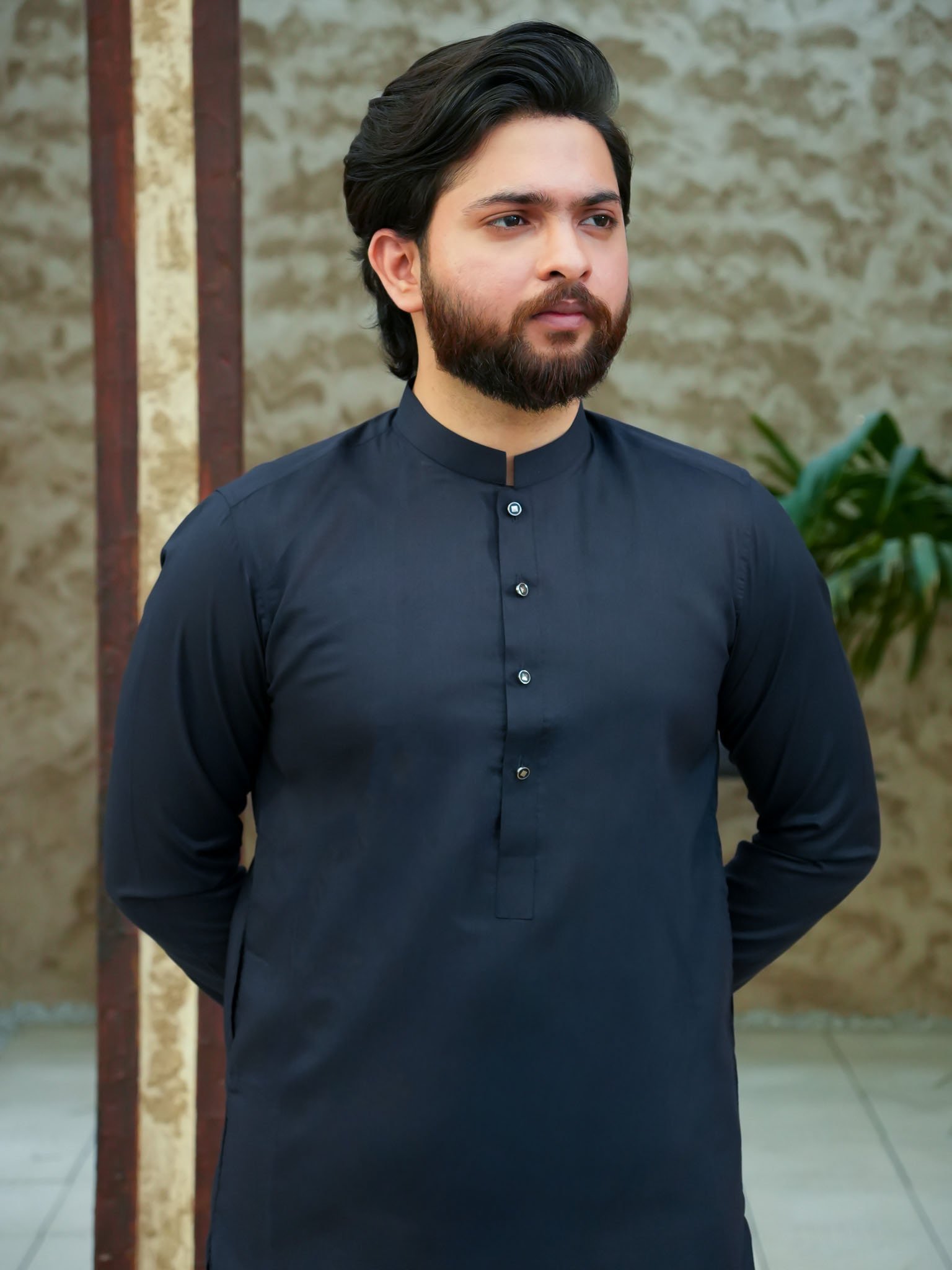 EW-100 - Navy Blue Kameez Shalwar - Image 2