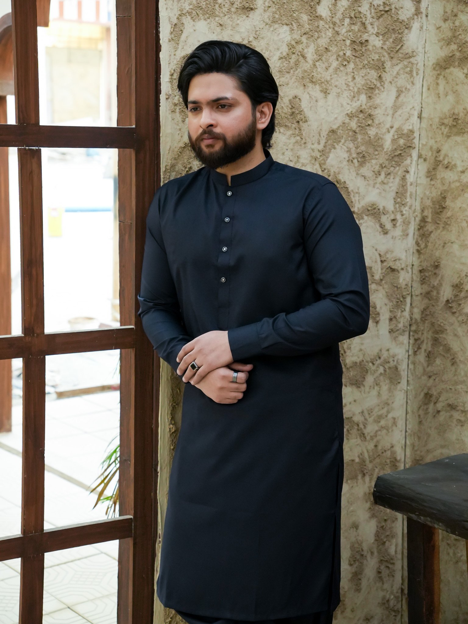 EW-100 - Navy Blue Kameez Shalwar - Image 3
