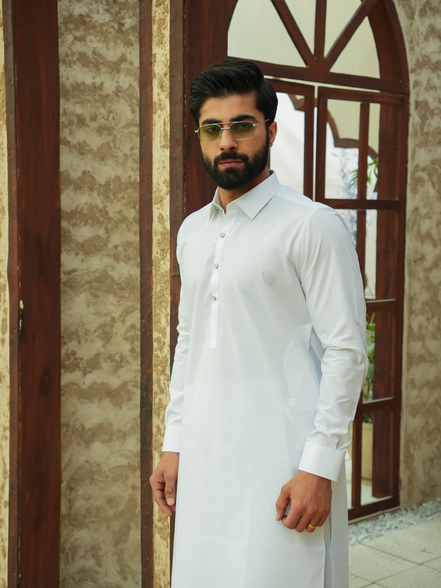 EW-102 - White Soft Cotton Kameez Shalwar - Image 7