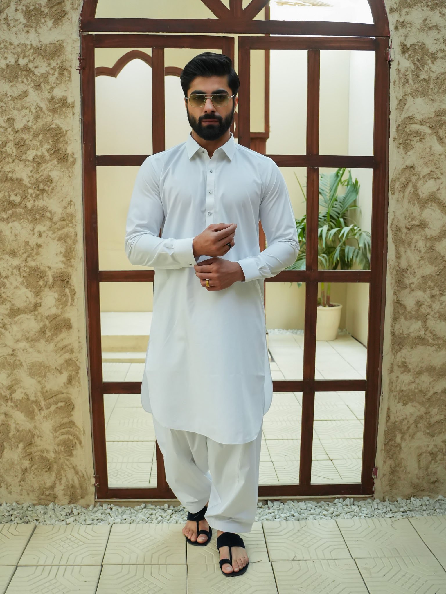 EW-102 - White Soft Cotton Kameez Shalwar - Image 3