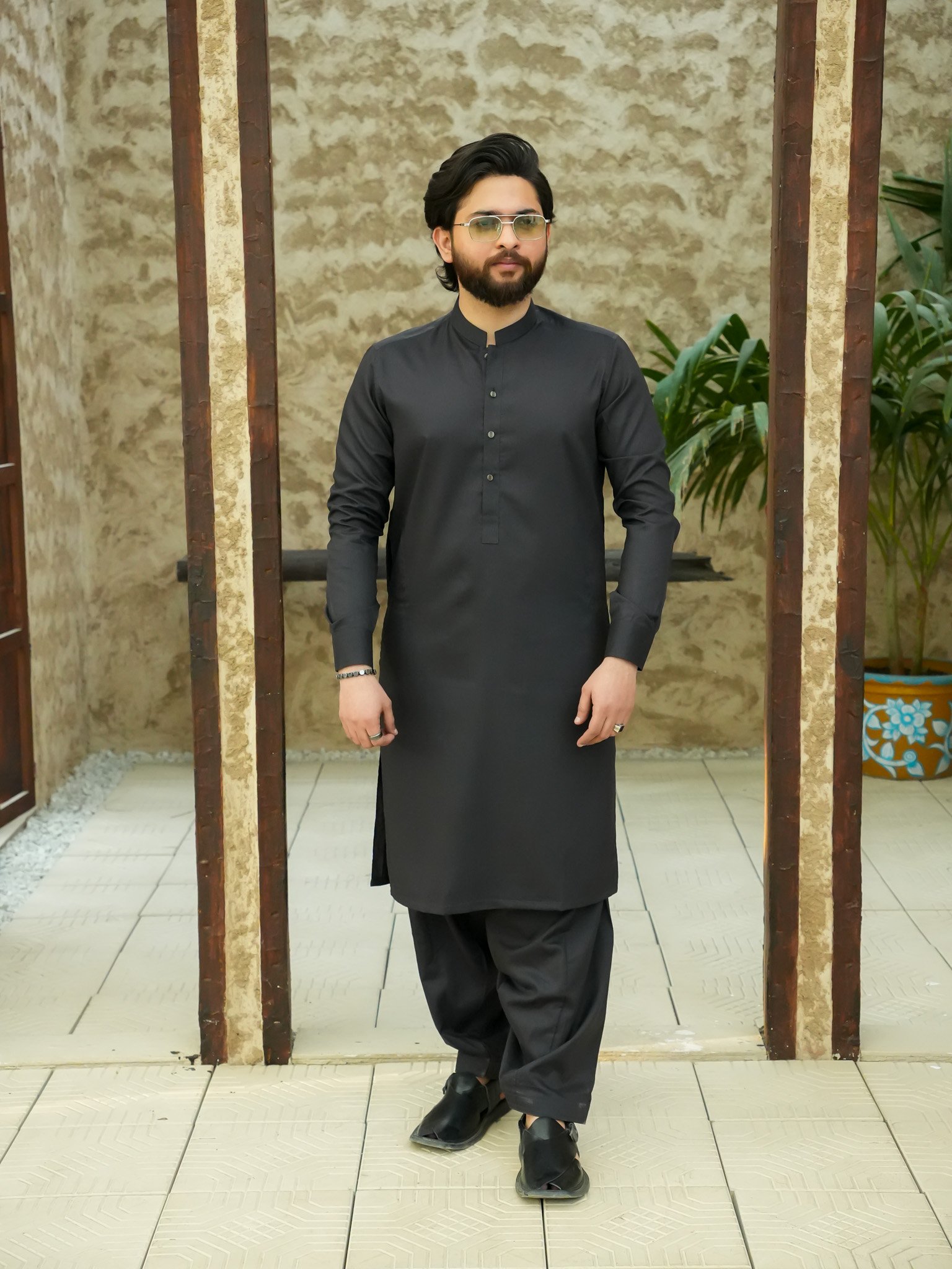 EW-97 - Charcoal Grey Kameez Shalwar