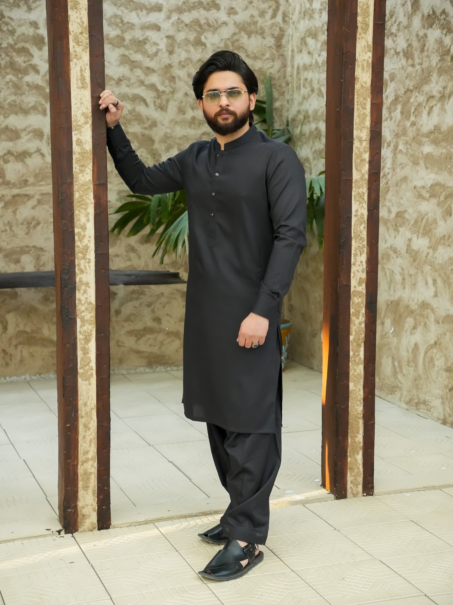 EW-97 - Charcoal Grey Kameez Shalwar - Image 2