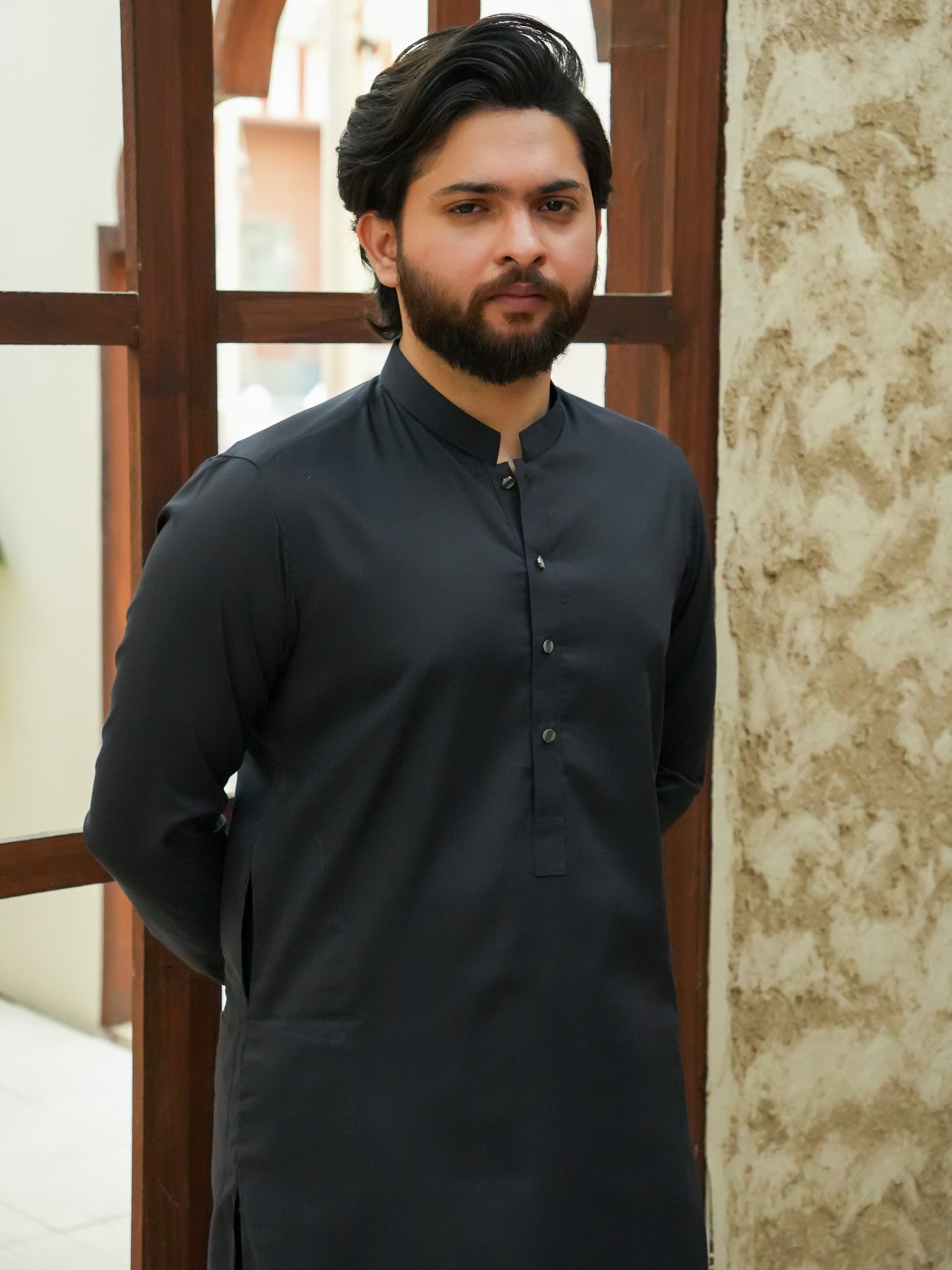 EW-97 - Charcoal Grey Kameez Shalwar - Image 4