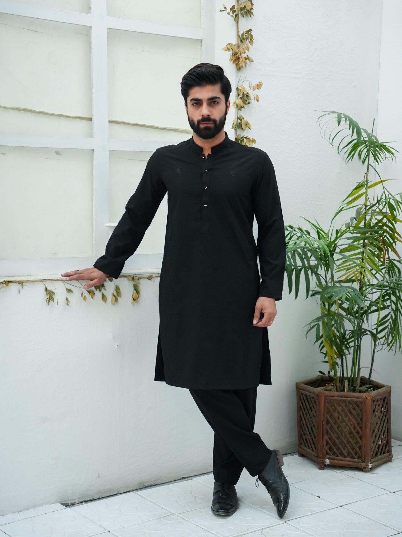EW-105 - Black Embroidered Kurta Pajama