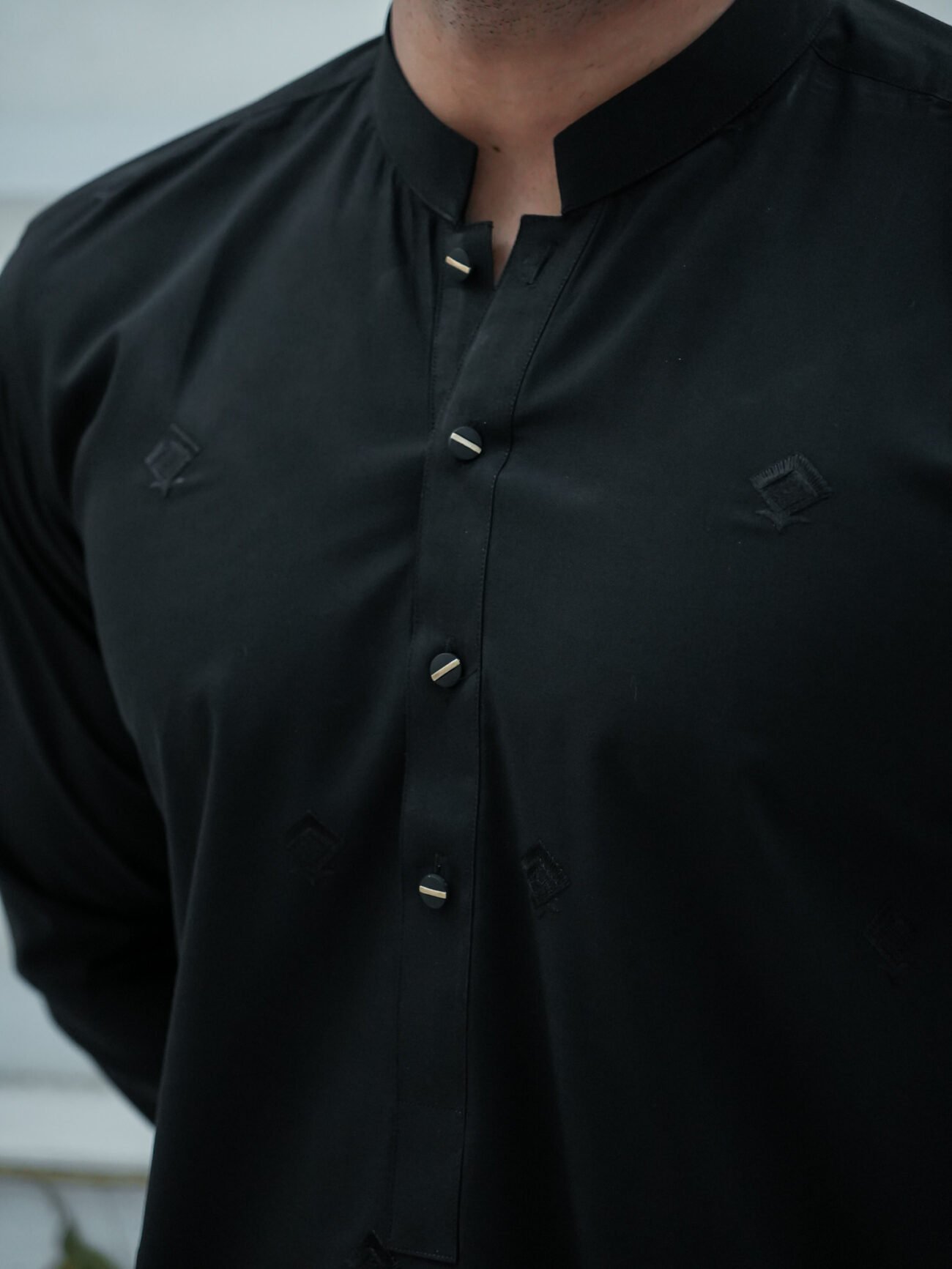 EW-105 - Black Embroidered Kurta Pajama - Image 4