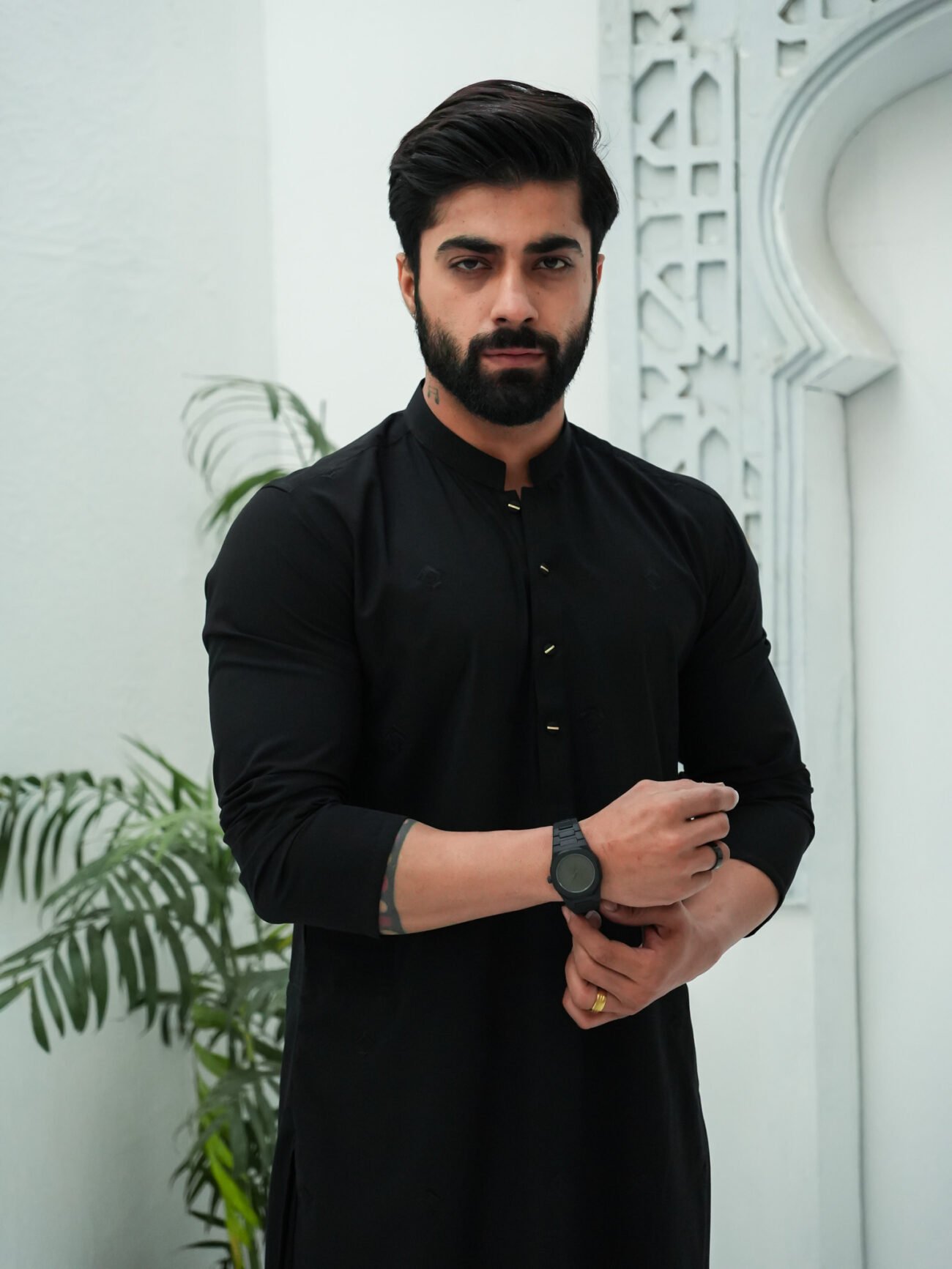 EW-105 - Black Embroidered Kurta Pajama - Image 3
