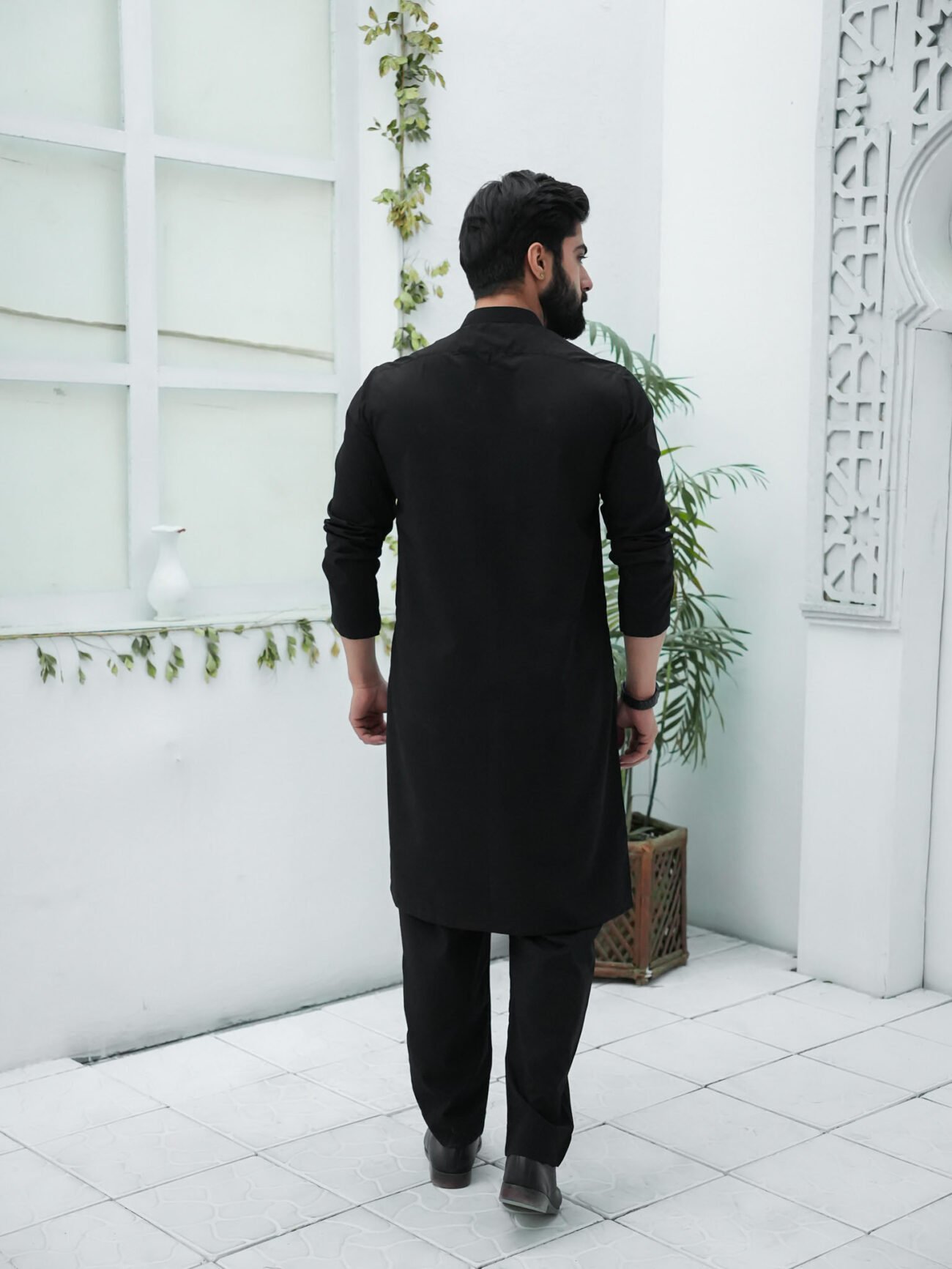 EW-105 - Black Embroidered Kurta Pajama - Image 5