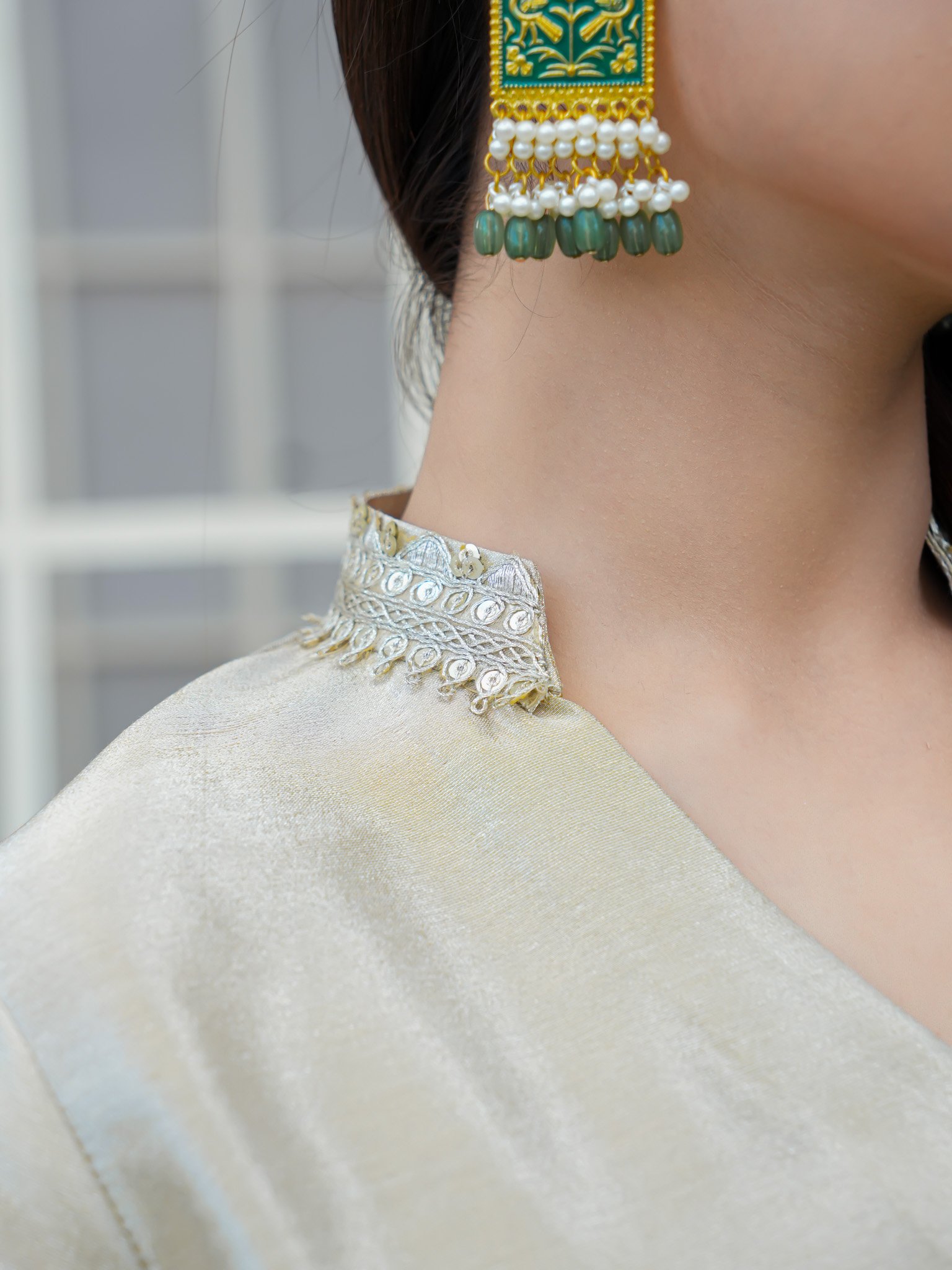 EW-106 - Stitched Suit 3 Pcs -  Shine Golden - Image 8