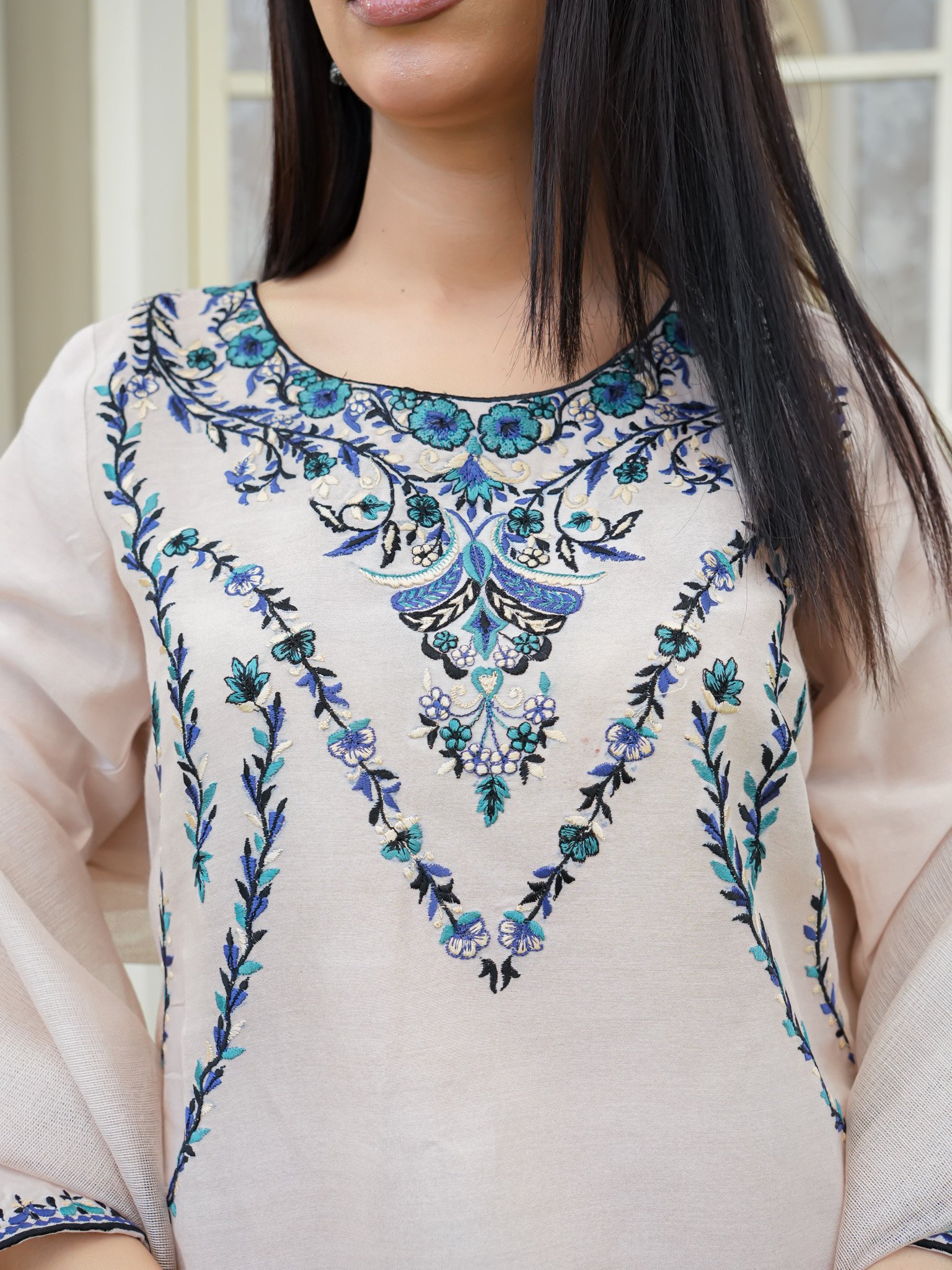 EW-107 - Cotton Silk Stitched 3 Pcs - Image 3