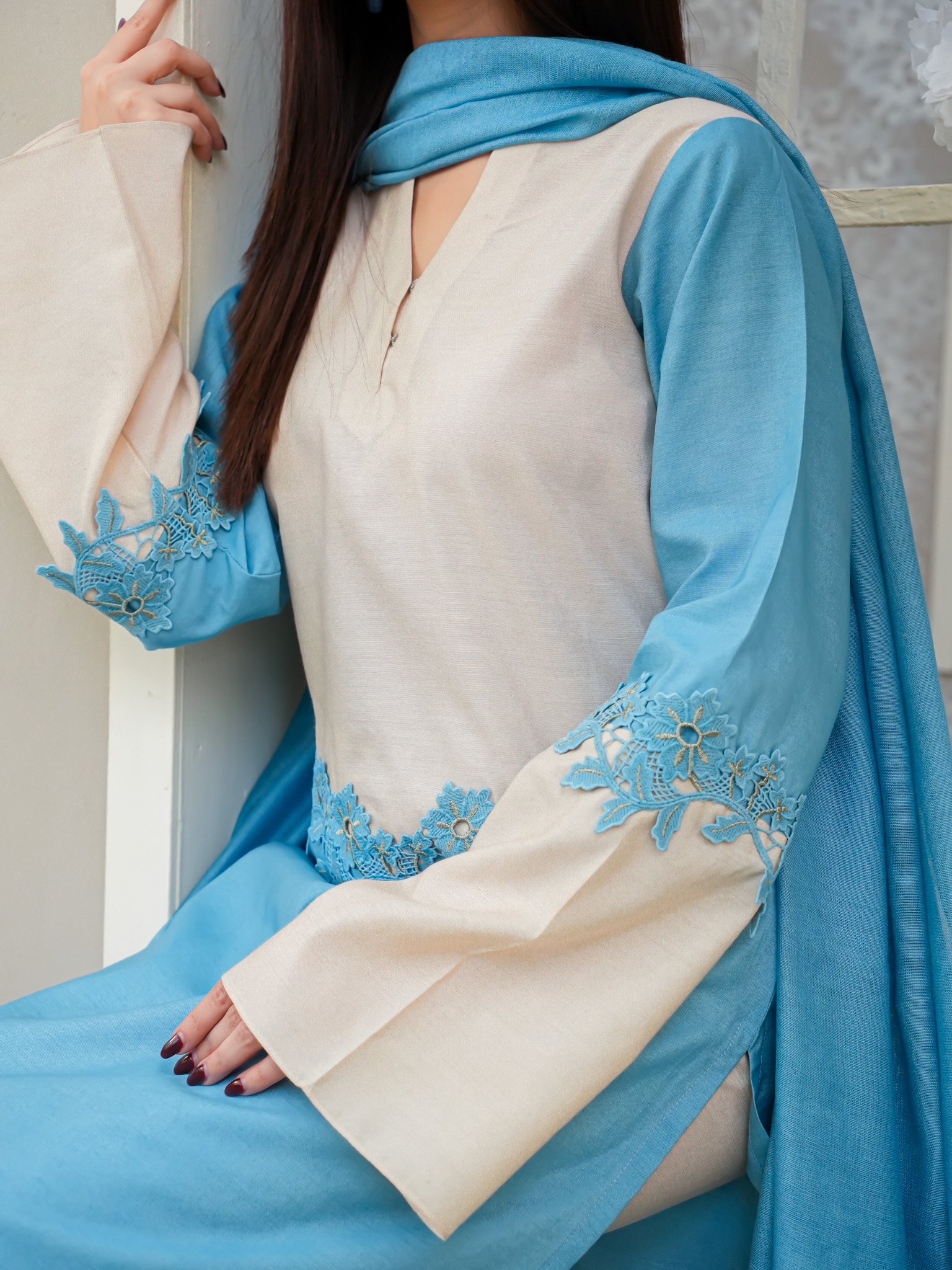 EW-109 - Cotton Lawn Stitched 3 Pcs - Image 8