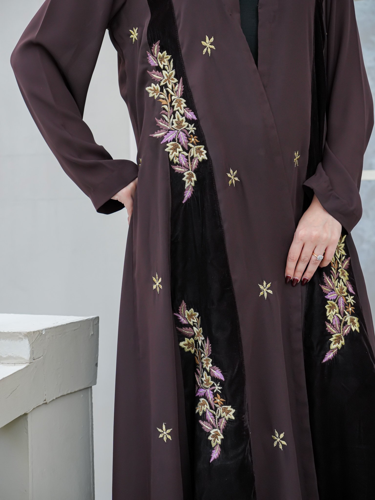 EW-110 - Embroidered Korean Georgate Stitched 3 Pcs - Image 5