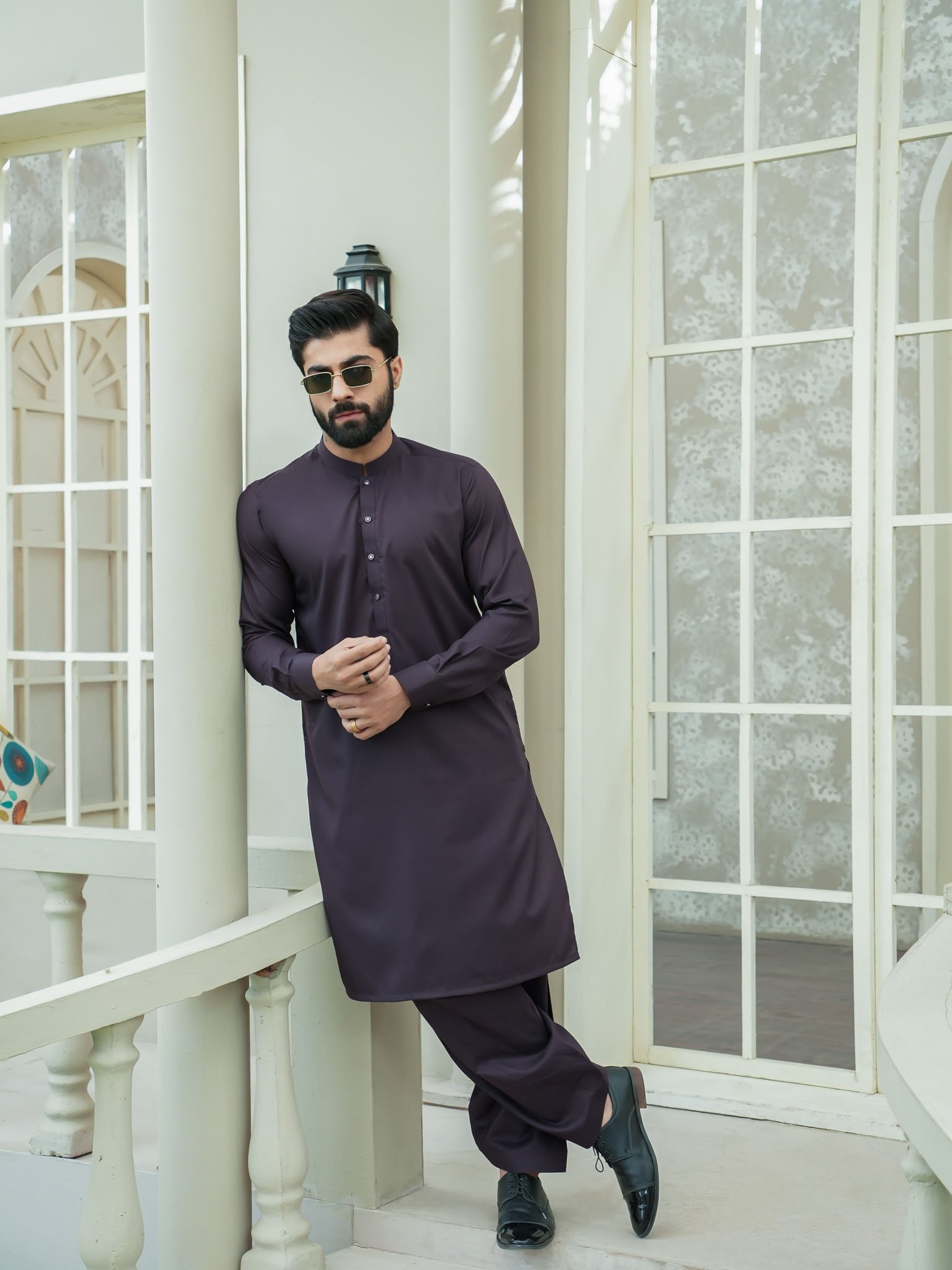 EW-93 - Dark Plum Kameez Shalwar - Image 2