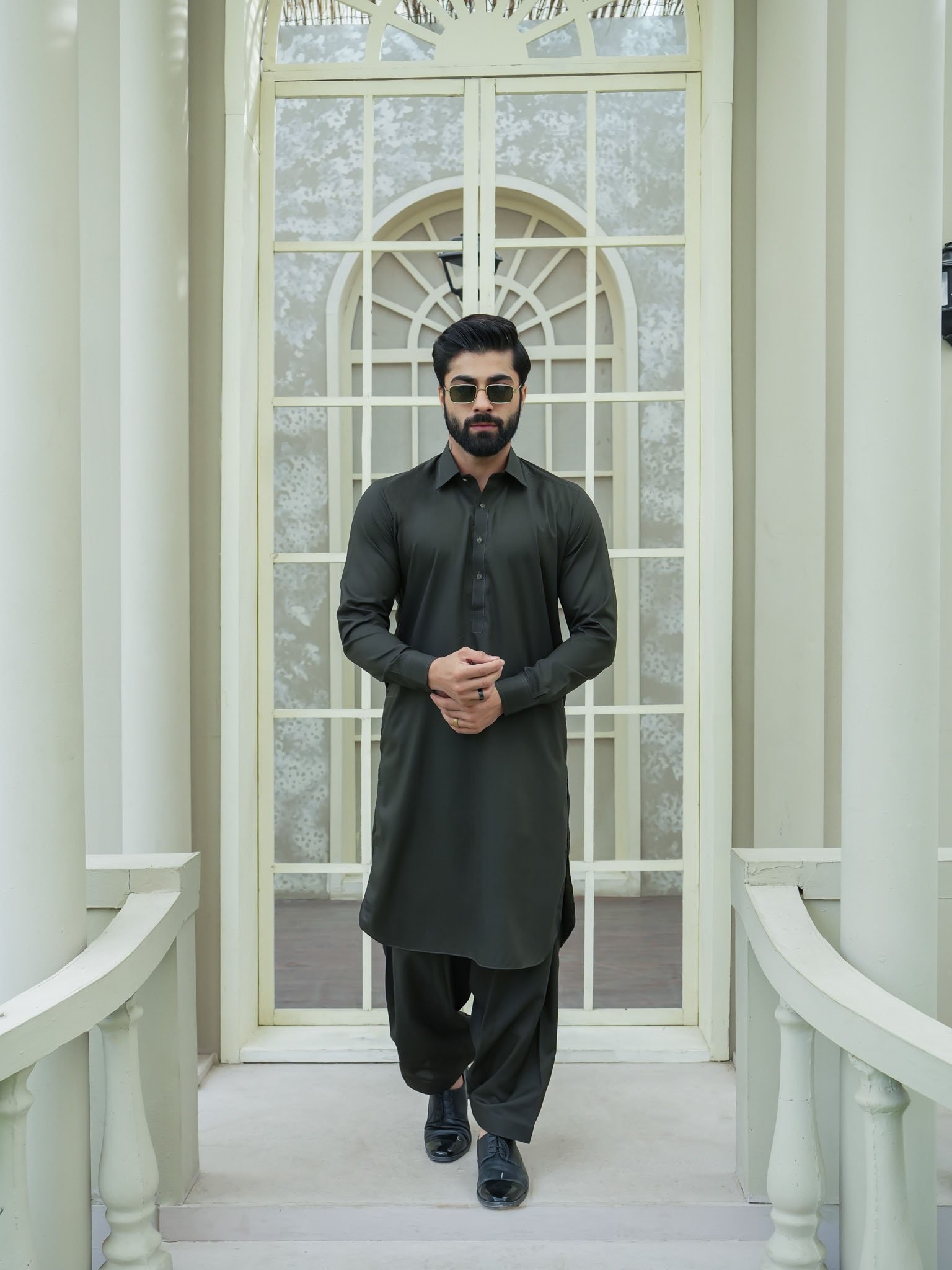 EW-98 - Dark Olive Green Kameez Shalwar