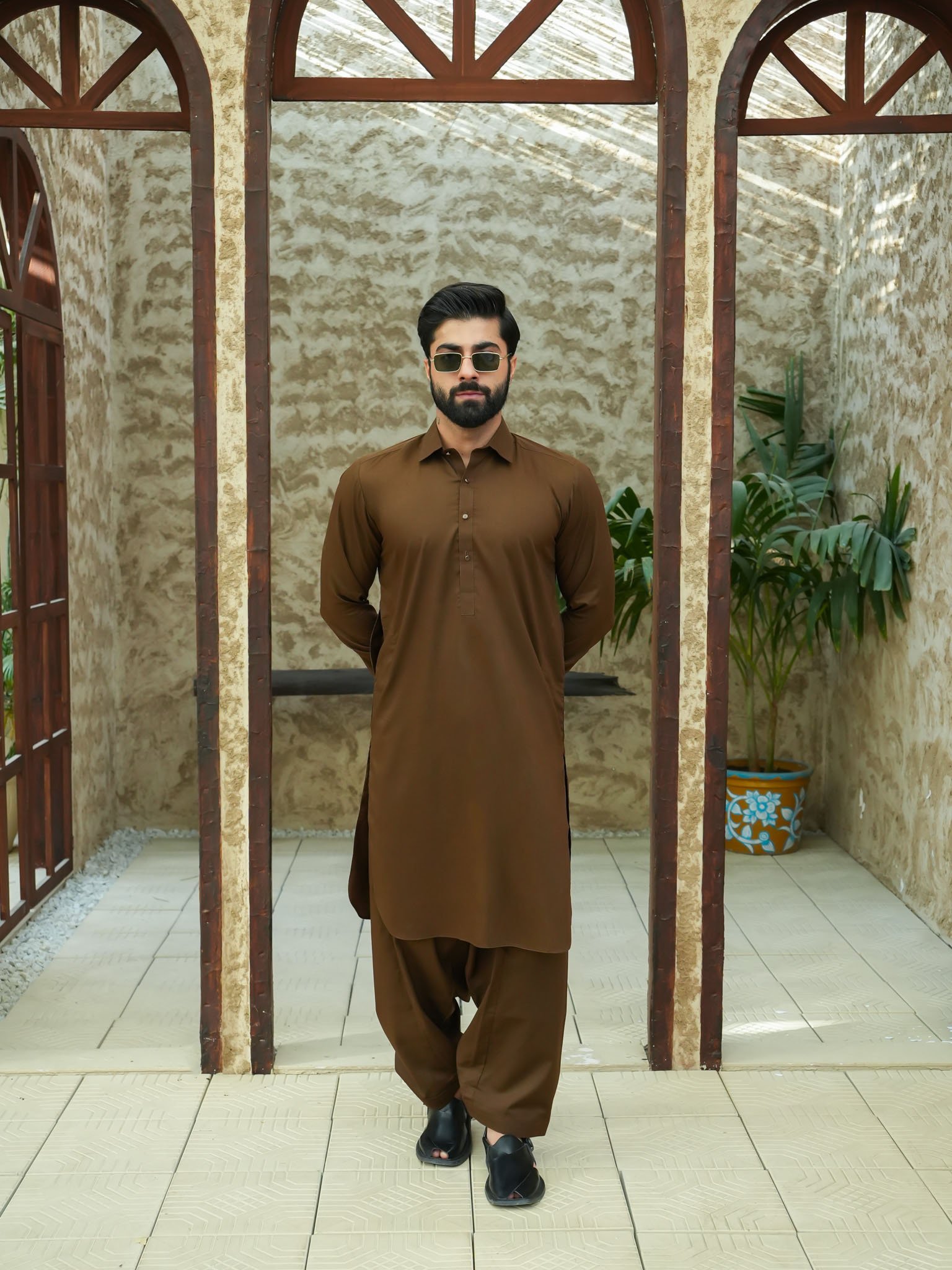 EW-94 - Dark Chocolate Brown Kameez Shalwar