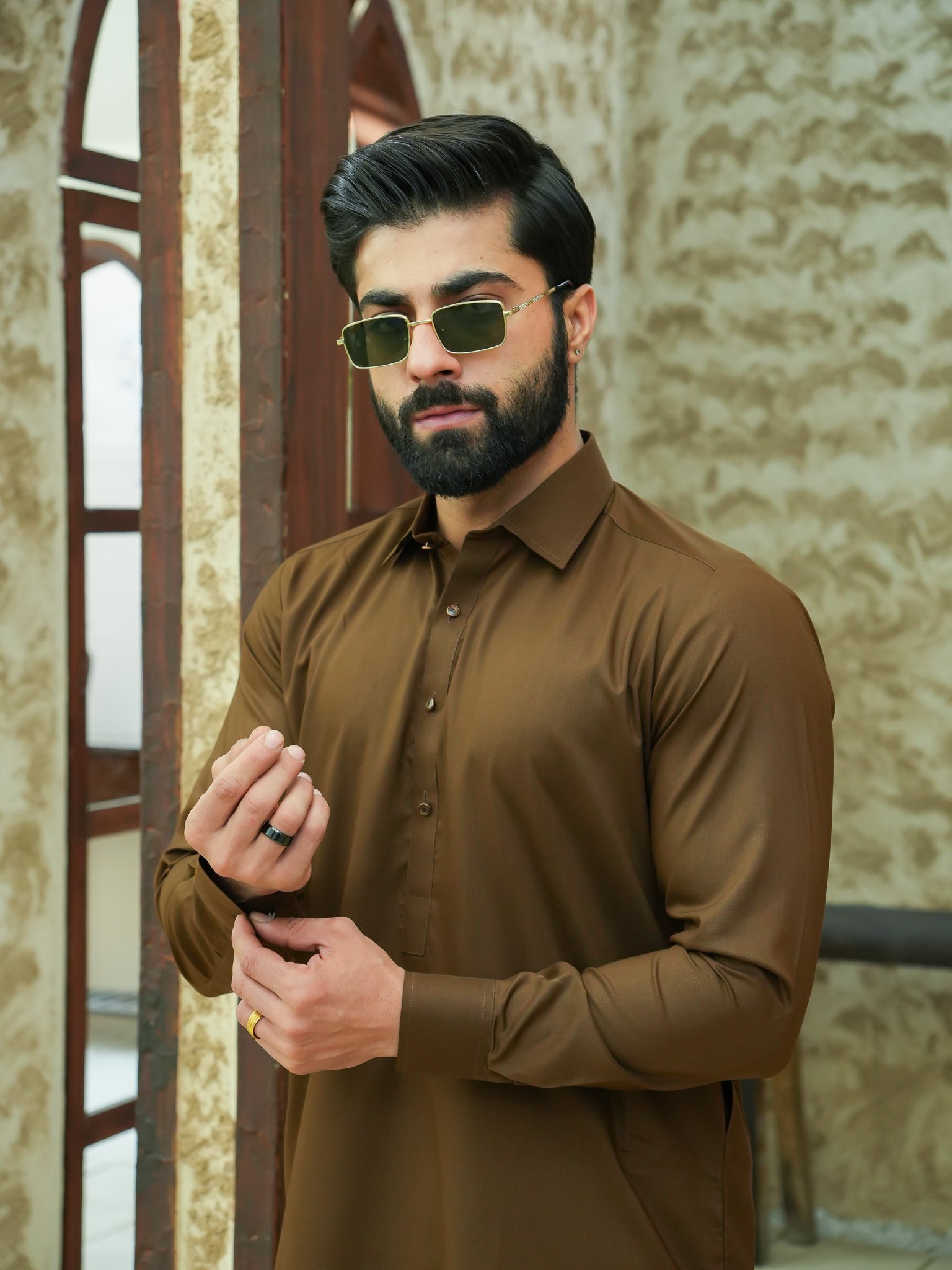 EW-94 - Dark Chocolate Brown Kameez Shalwar - Image 2
