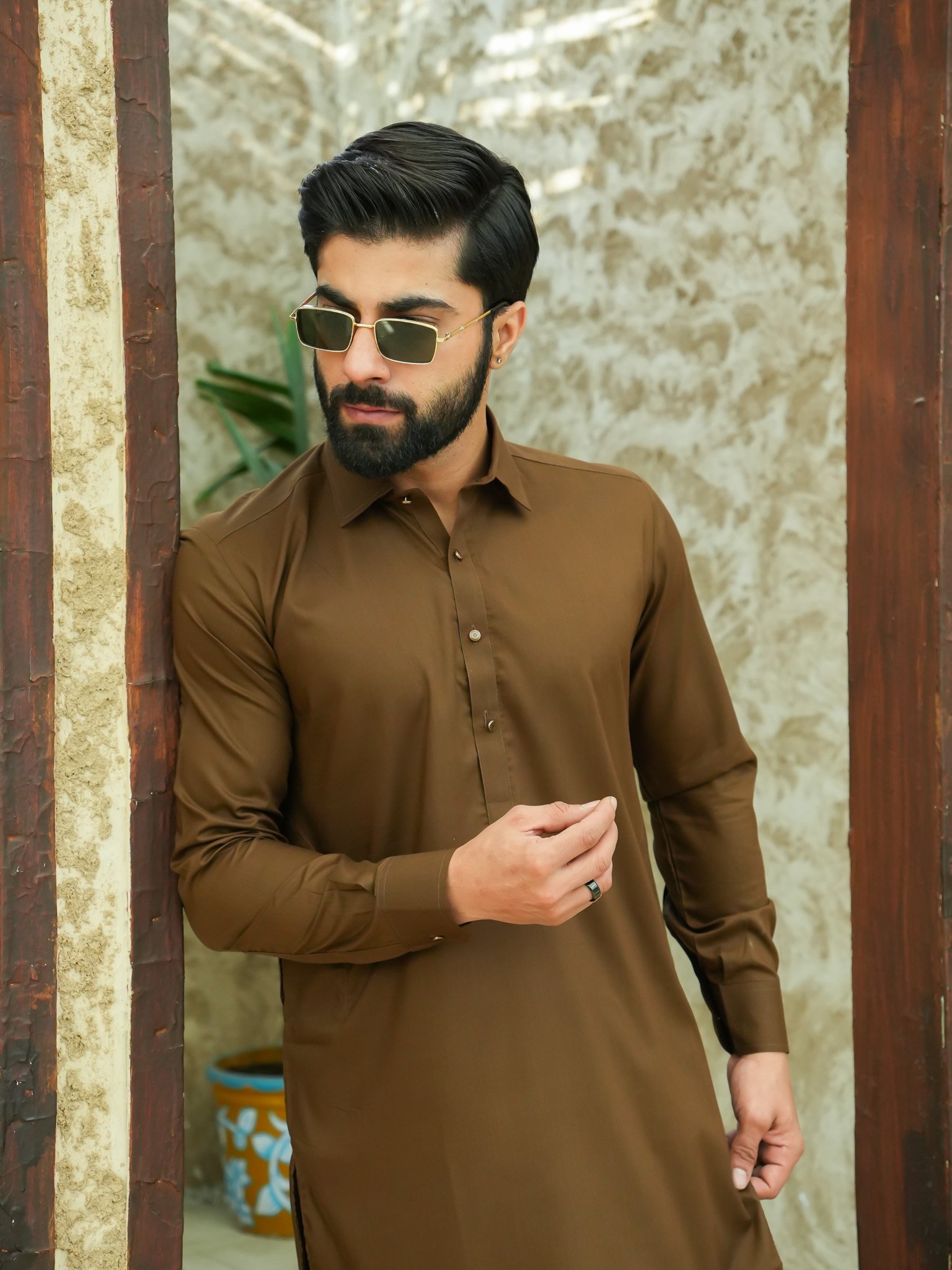 EW-94 - Dark Chocolate Brown Kameez Shalwar - Image 6