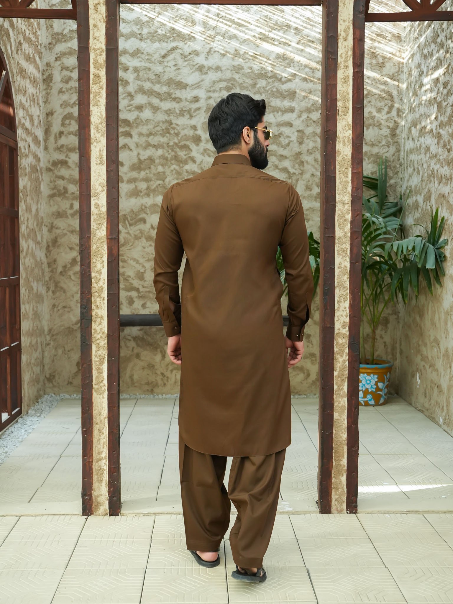 EW-94 - Dark Chocolate Brown Kameez Shalwar - Image 3